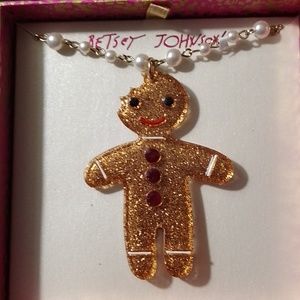 Betsey Johnson Glitter Gingerbread Necklace